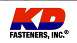 The KD Fasteners, Inc. logo showcases "KD" in red and blue for quality, with "FASTENERS, INC." below in black. Known for precise hex bolts.