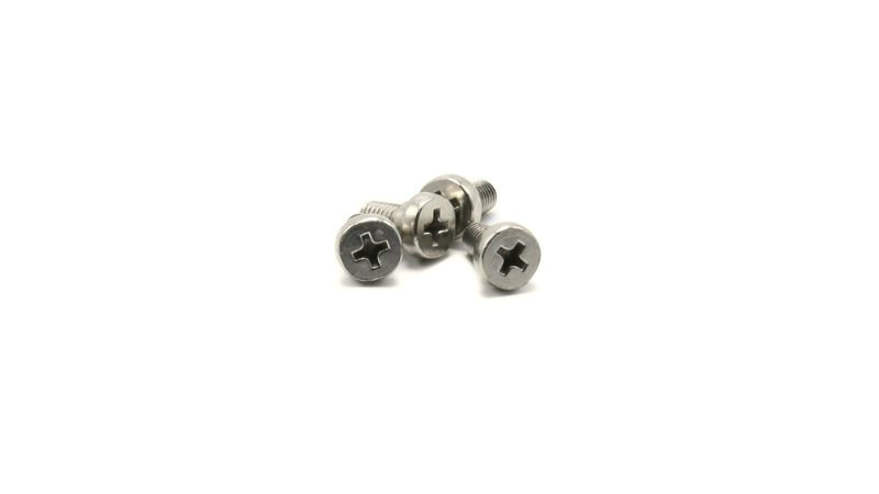 Three silver, cross-head screws with visible threads on a white surface showcase Oukailuo's corrosion-resistant coatings.