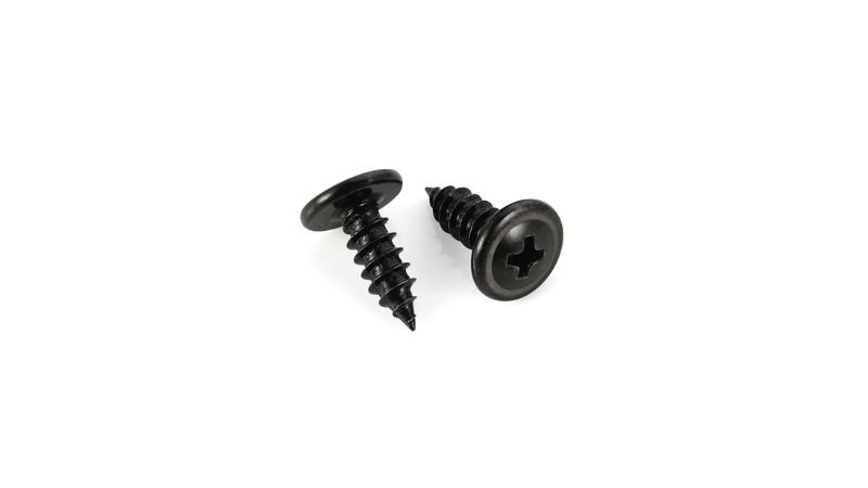 Two black Phillips screws with Oukailuo's corrosion-resistant coating stand out on a white background.