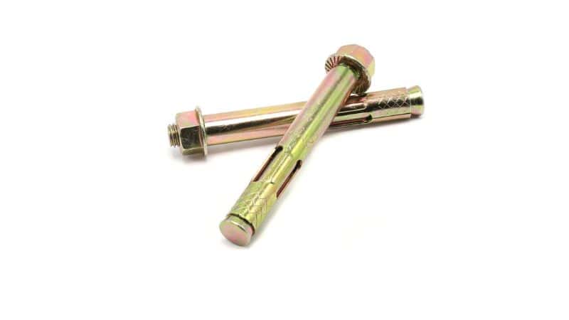 sleeve anchors on a white background, showing the differences between these metal expansion bolts.